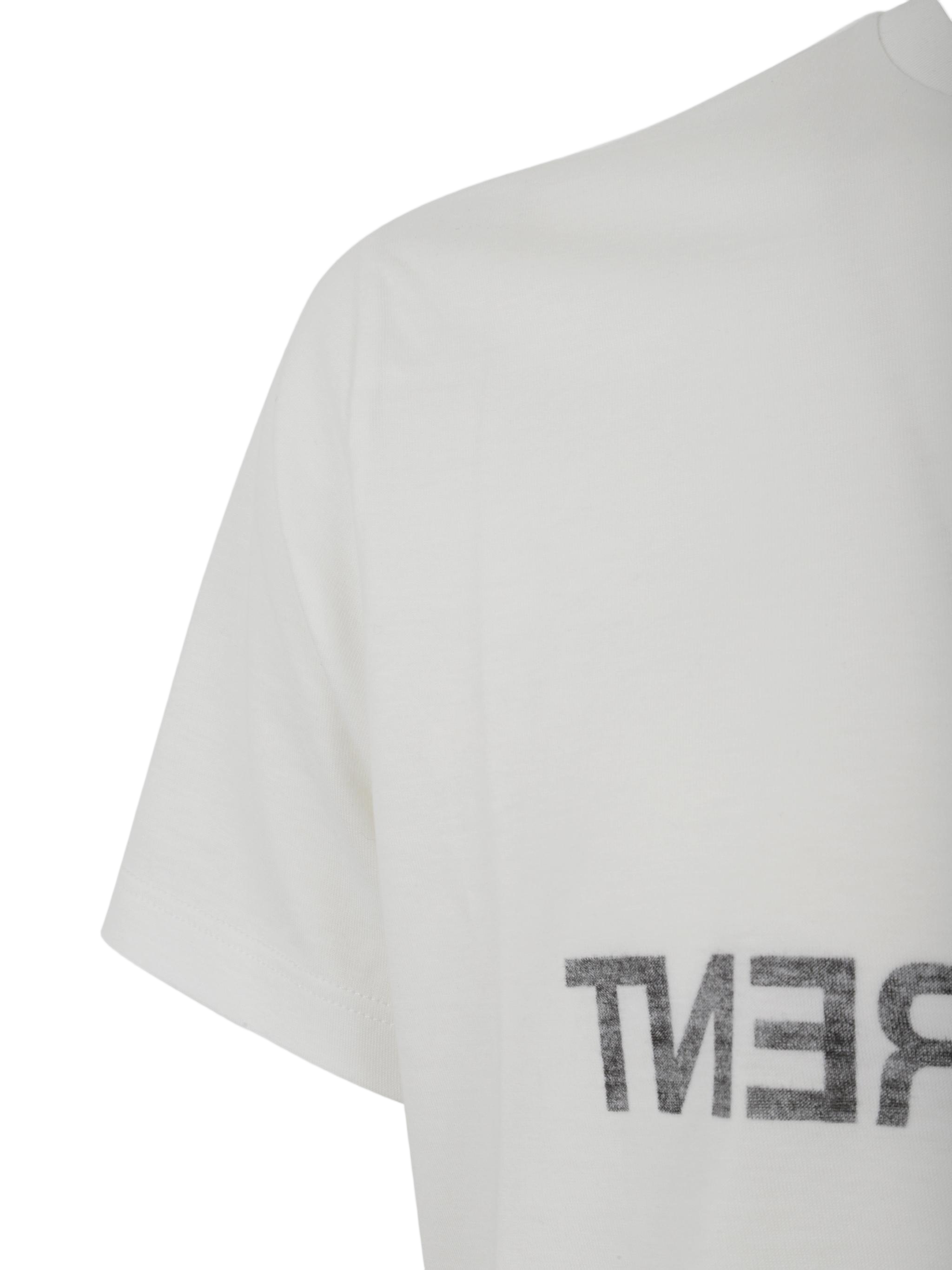 White Round-Neck T-Shirt With Tube Volume Silhouette