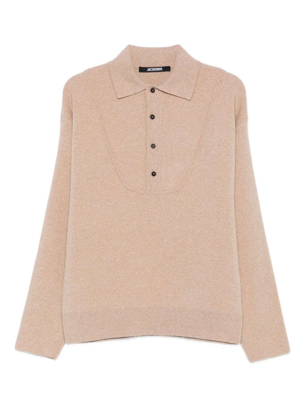 Polo Neck Sweater in Beige Wool-Cashmere Blend