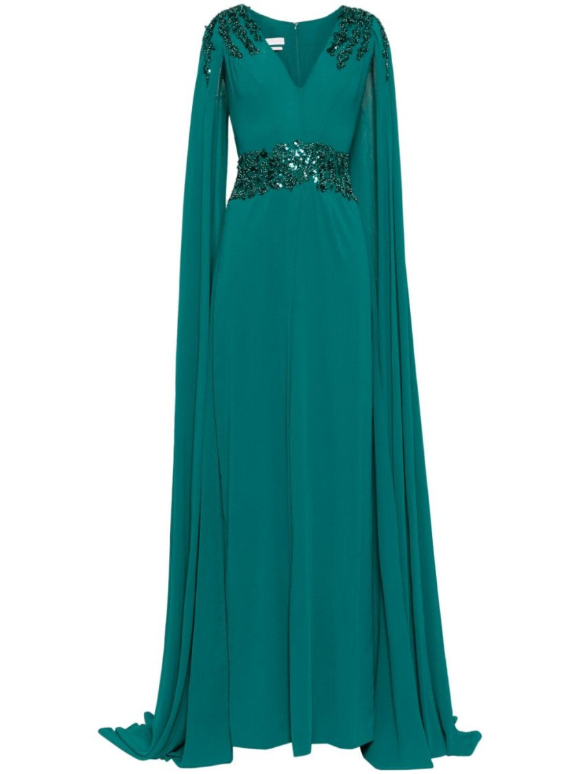 Crepe Dress With Cape