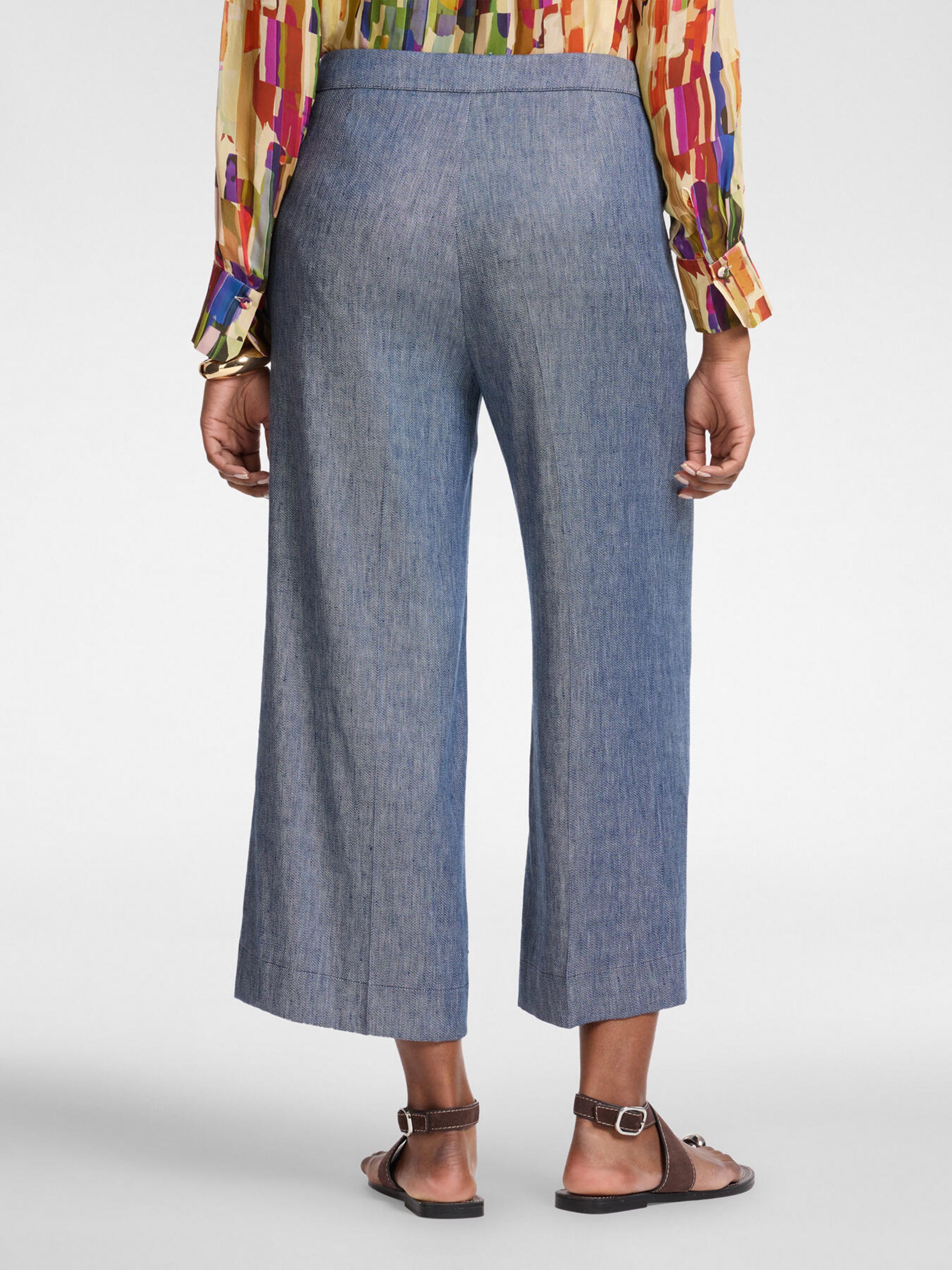 Mariniere Wide-Leg Cropped Blue Pants