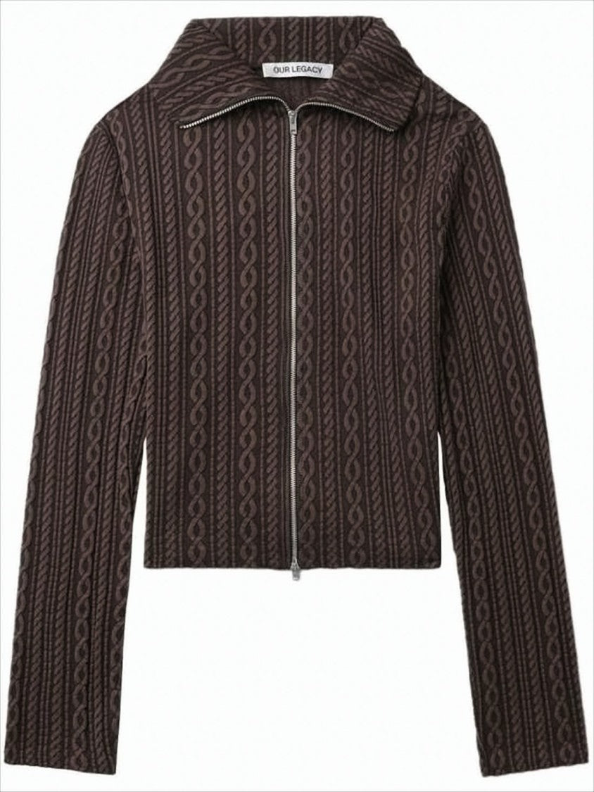 Textured Cropped Jacket With Zip-Up Front