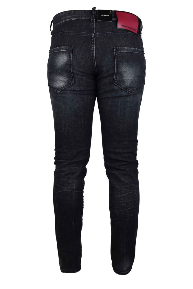 Slim-Fit Distressed Black Denim Jeans