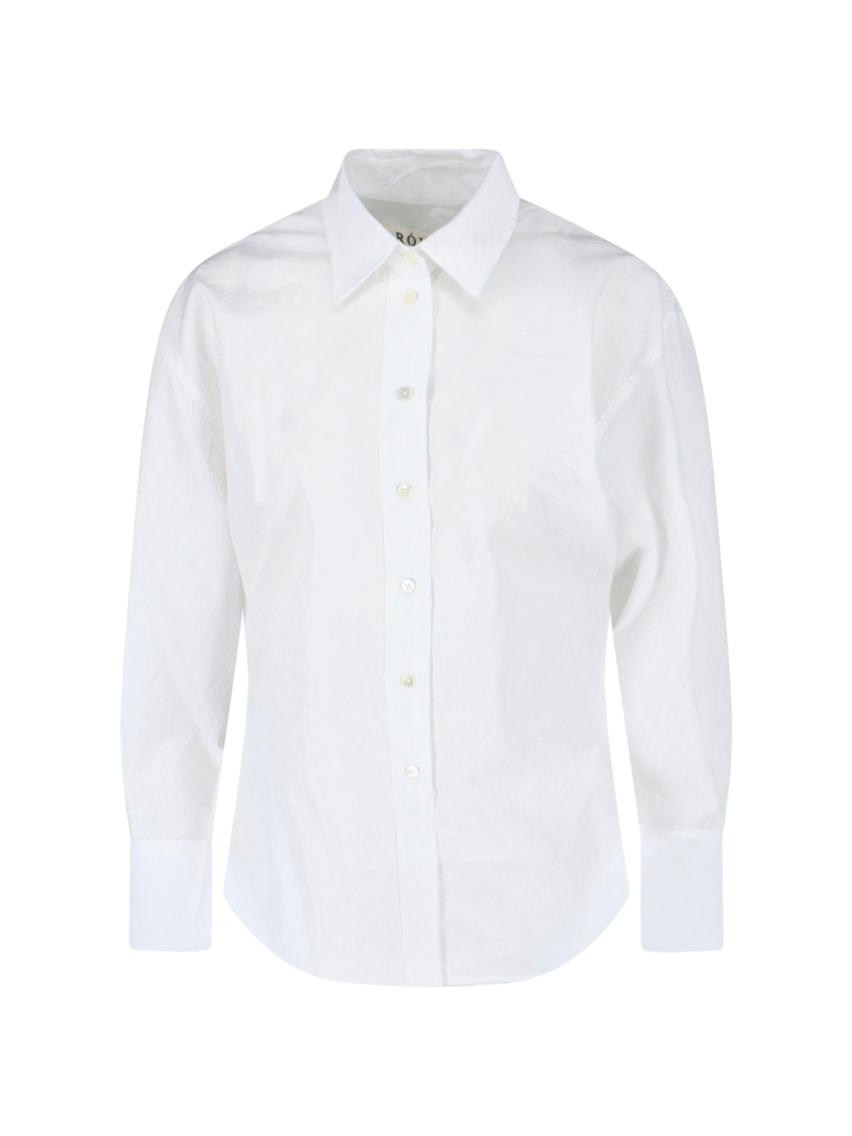 White Classic Collar Long-Sleeve Cotton Shirt