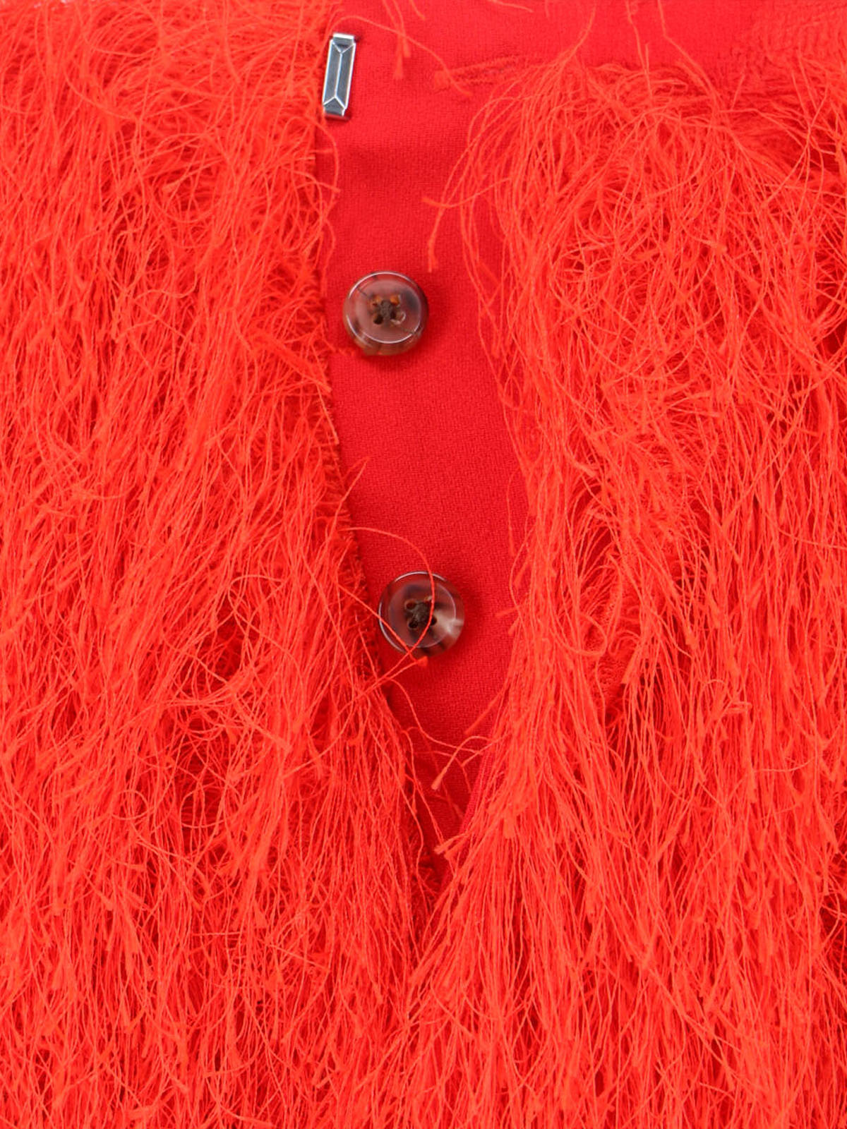 Red Sokna Fringe Textured Midi Skirt