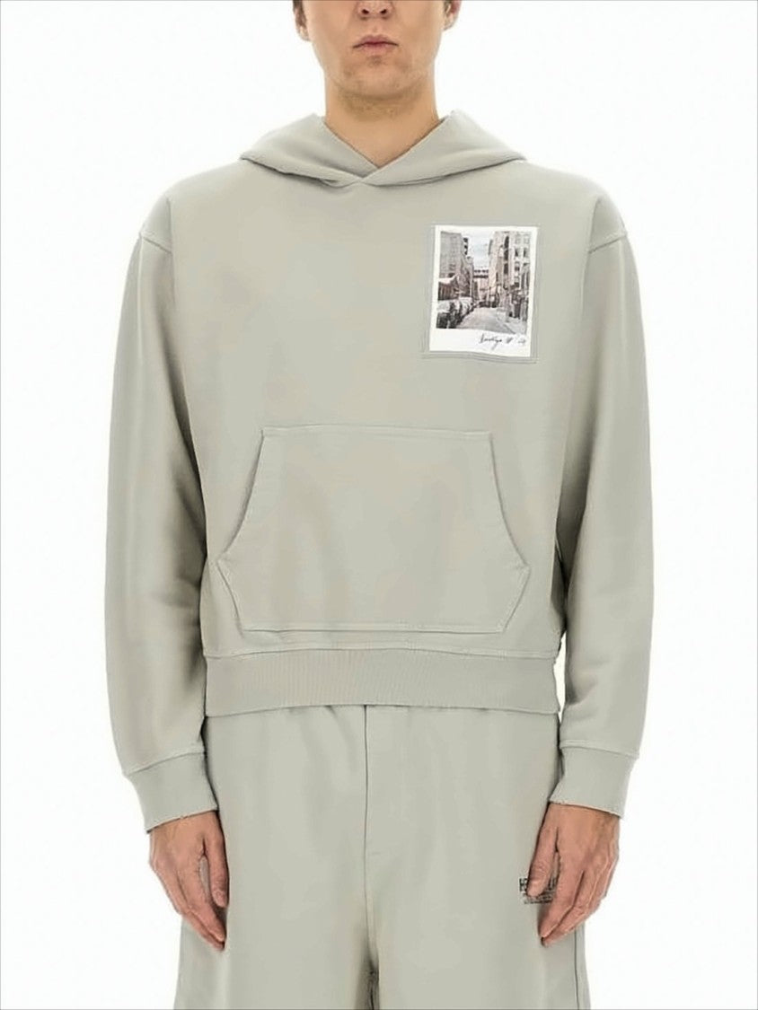 Relaxed Fit Hoodie with Photographic Print by Helmut Lang