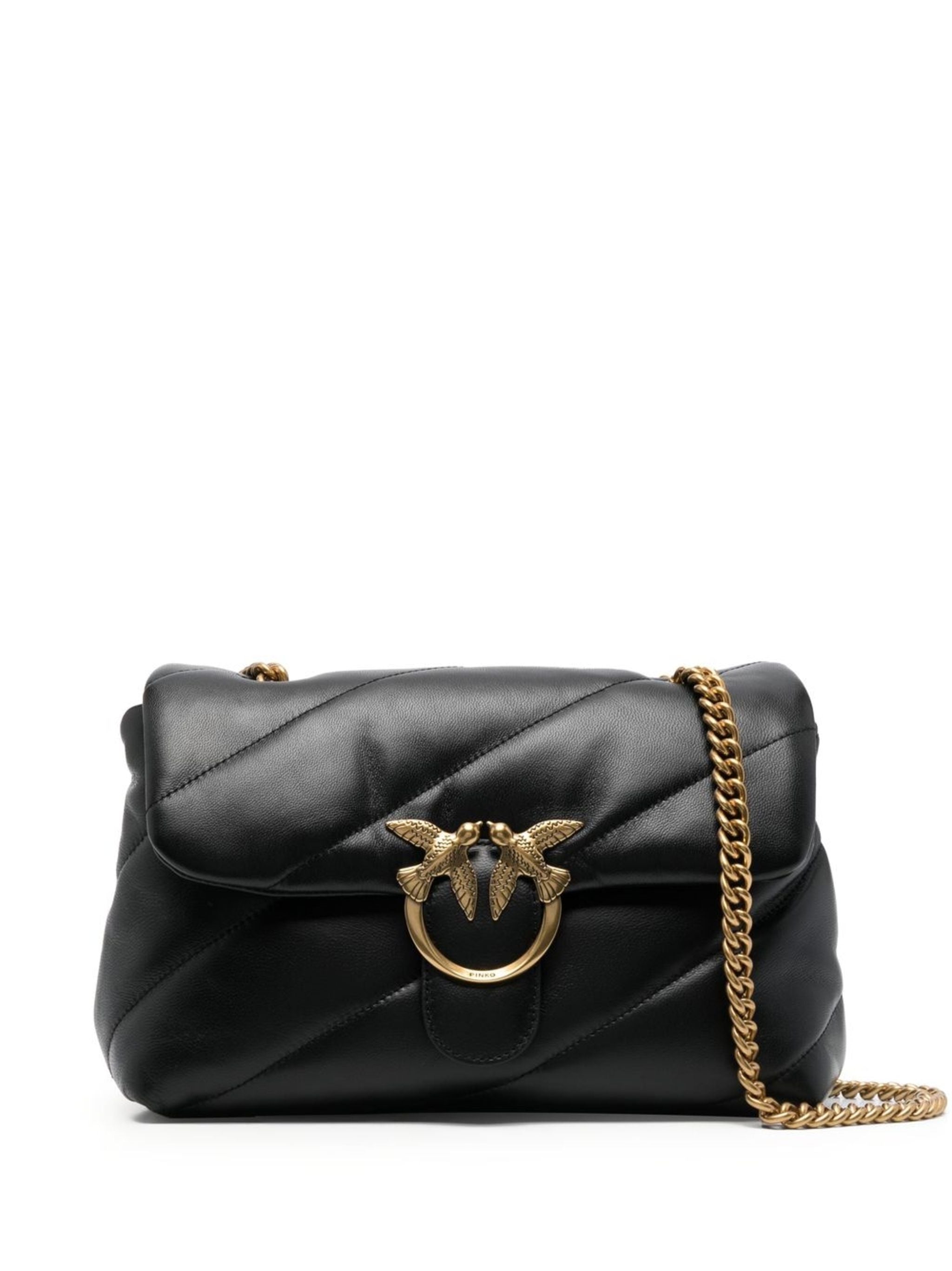 Love Puff Diagonal Quilted Leather Satchel
