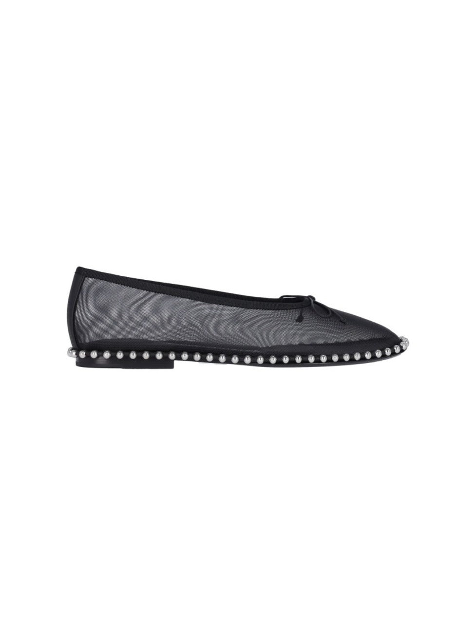 "Lina" Studded Mesh Ballerinas – Black