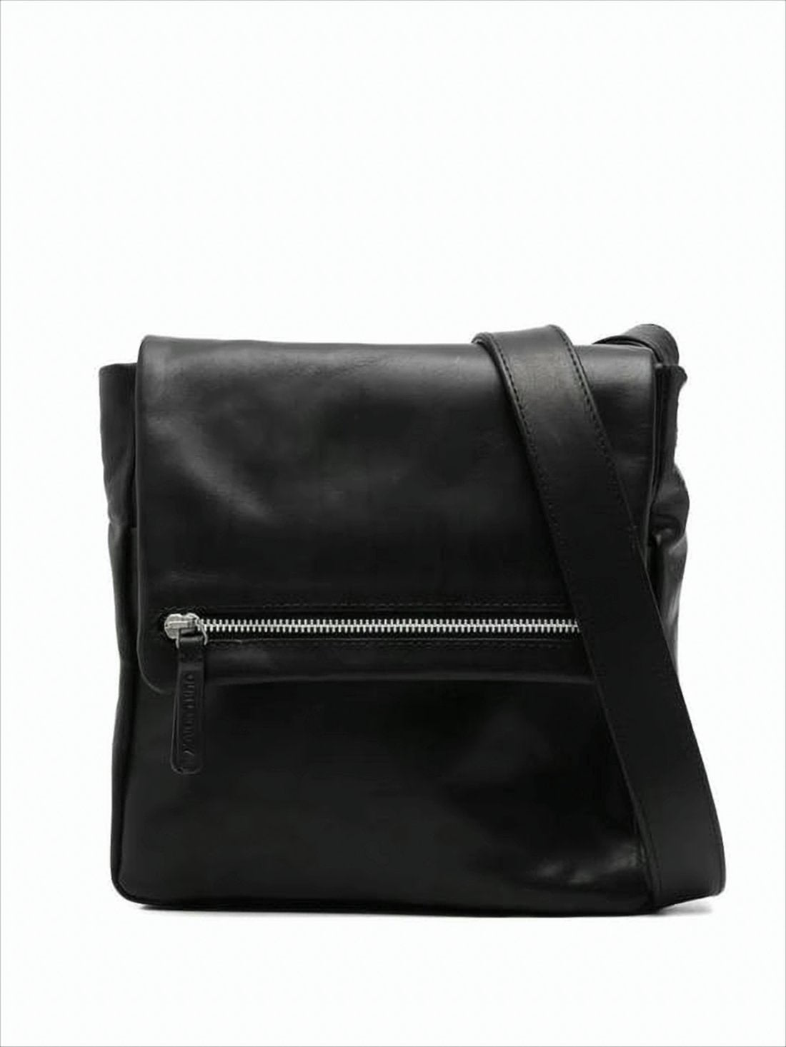 Smooth Leather Crossbody Bag with Flap Closure