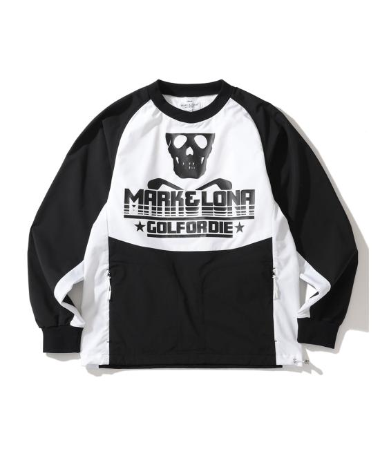 Long-Sleeve Color Block T-Shirt with Skull Graphic