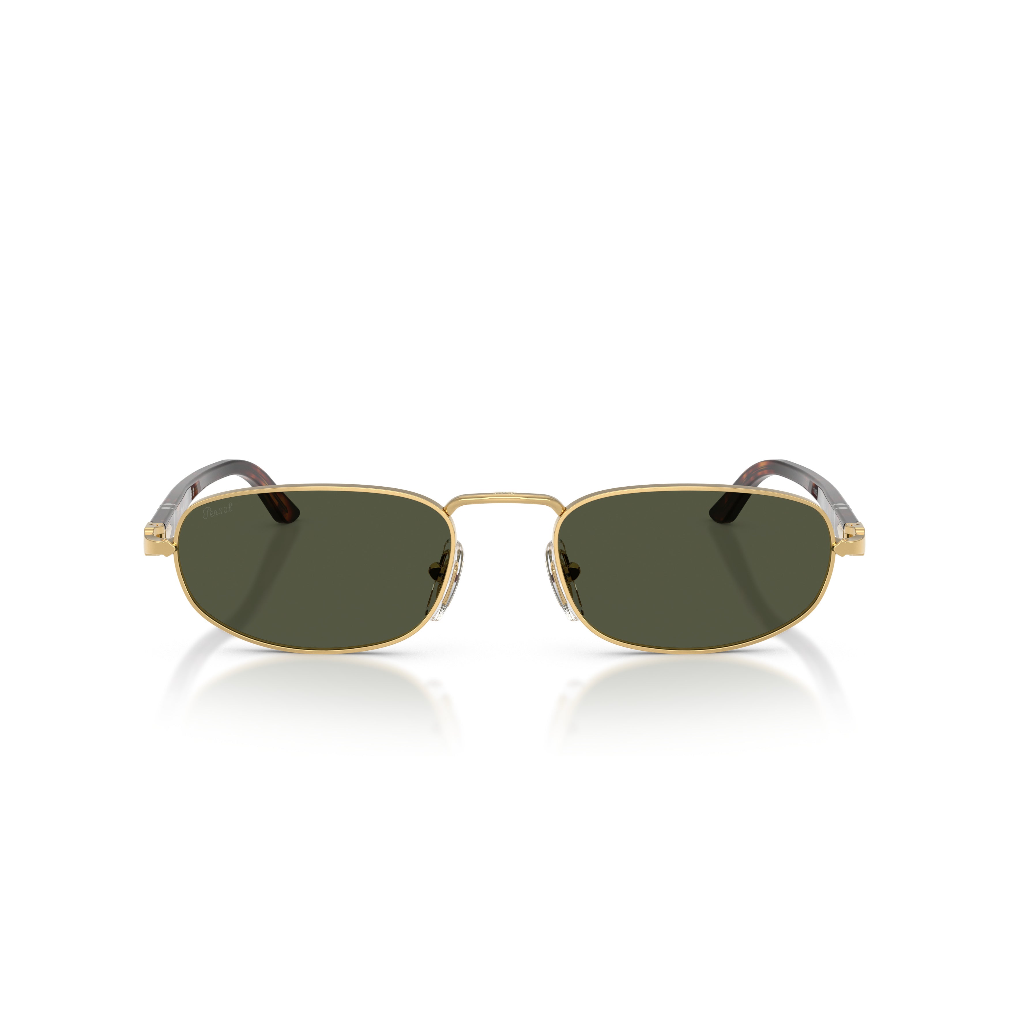 0po1028s Rectangular Gold Frame Sunglasses with Tortoiseshell Temples