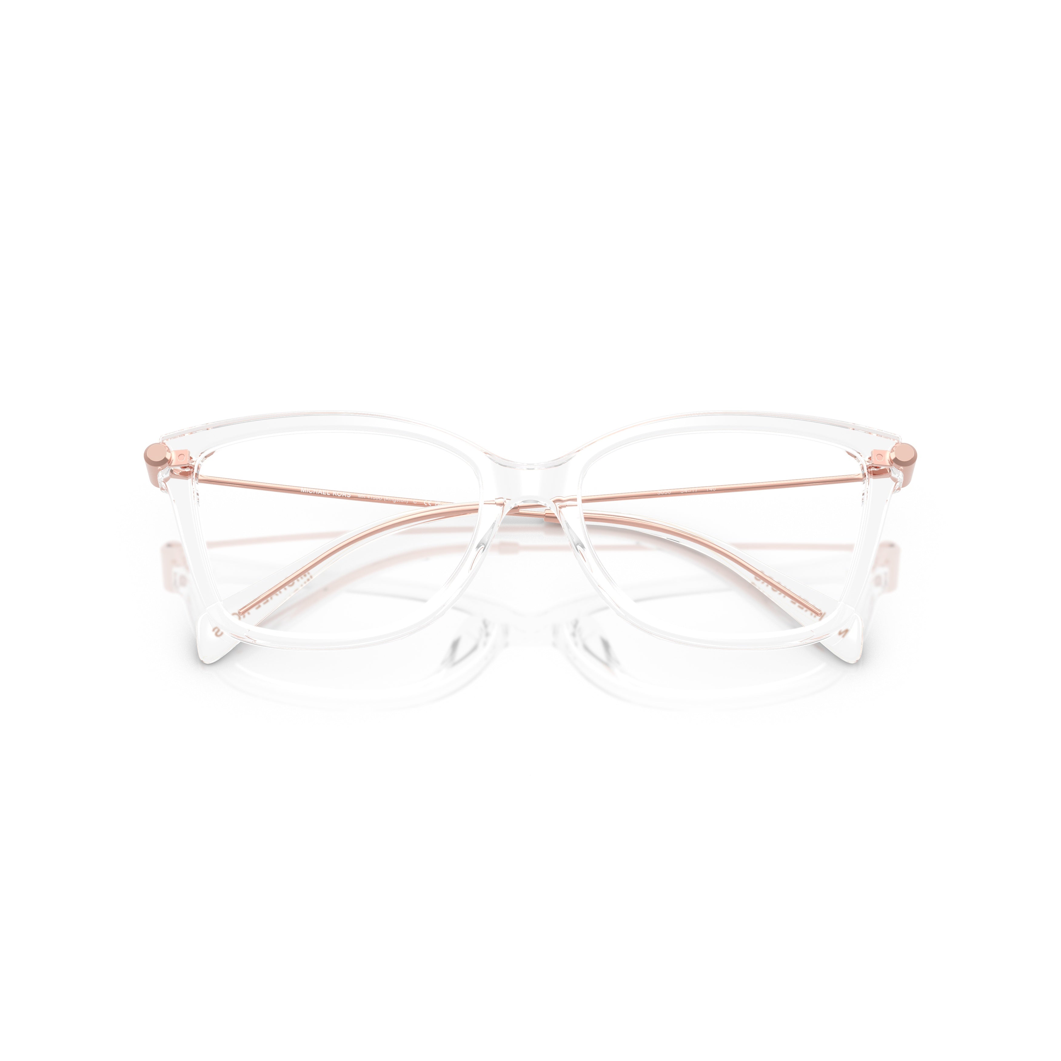 0mk4150u Transparent Acetate Cat-Eye Eyeglasses with Rose Gold Temples