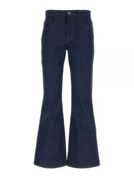 Indigo Blue Flared Denim Pants with Fitted Waist