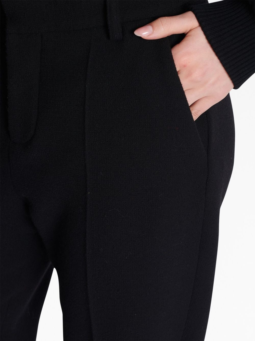 High-Waisted Tapered-Leg Trousers with Cuffed Hems