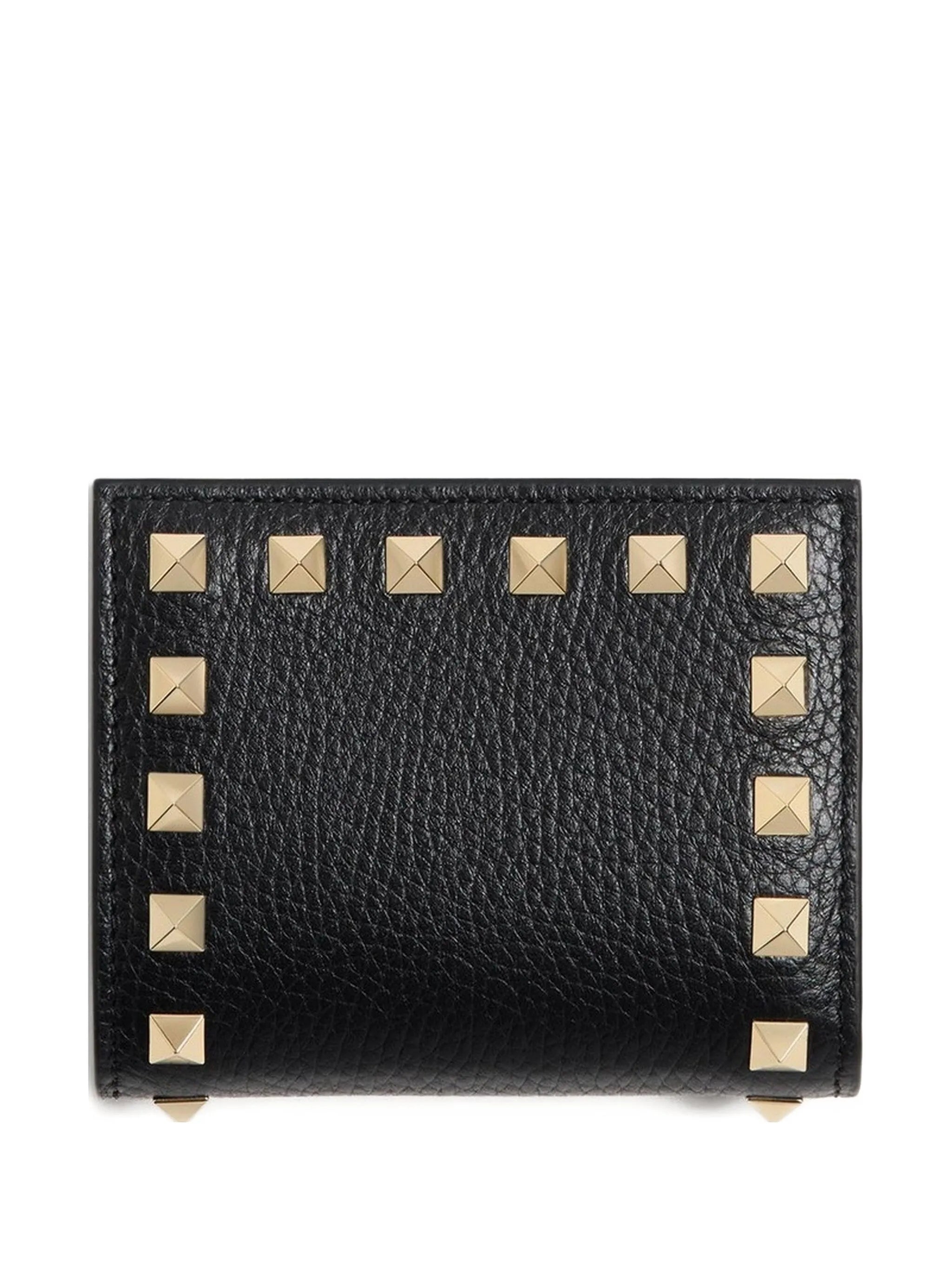 Black French Wallet Textured Studded Wallet