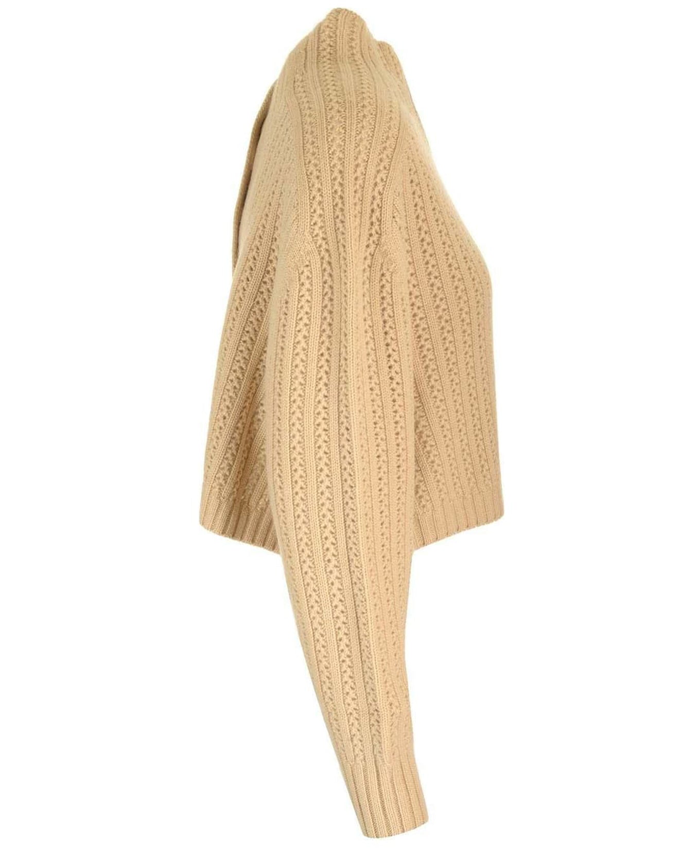 Textured Knit Cropped Turtleneck Sweater