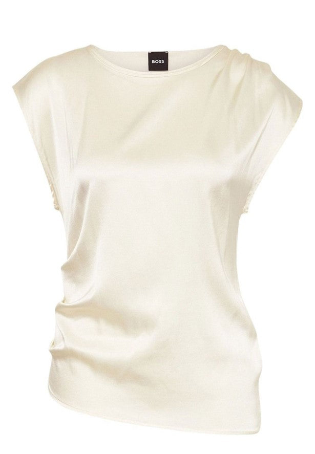 White Etoga Draped Crew Neck Top