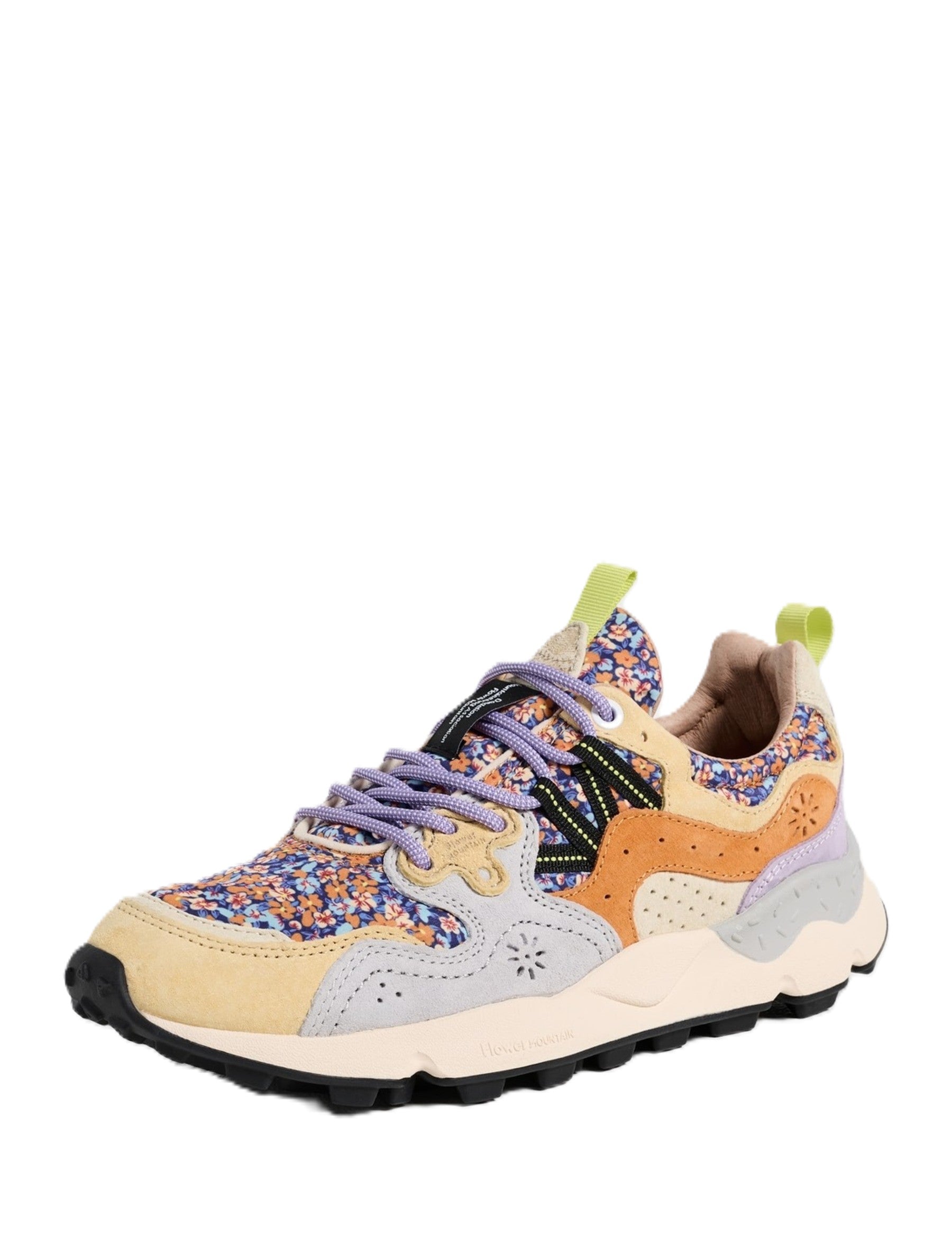 Floral-Patterned Sneakers with Suede Overlays and Innovative Textures