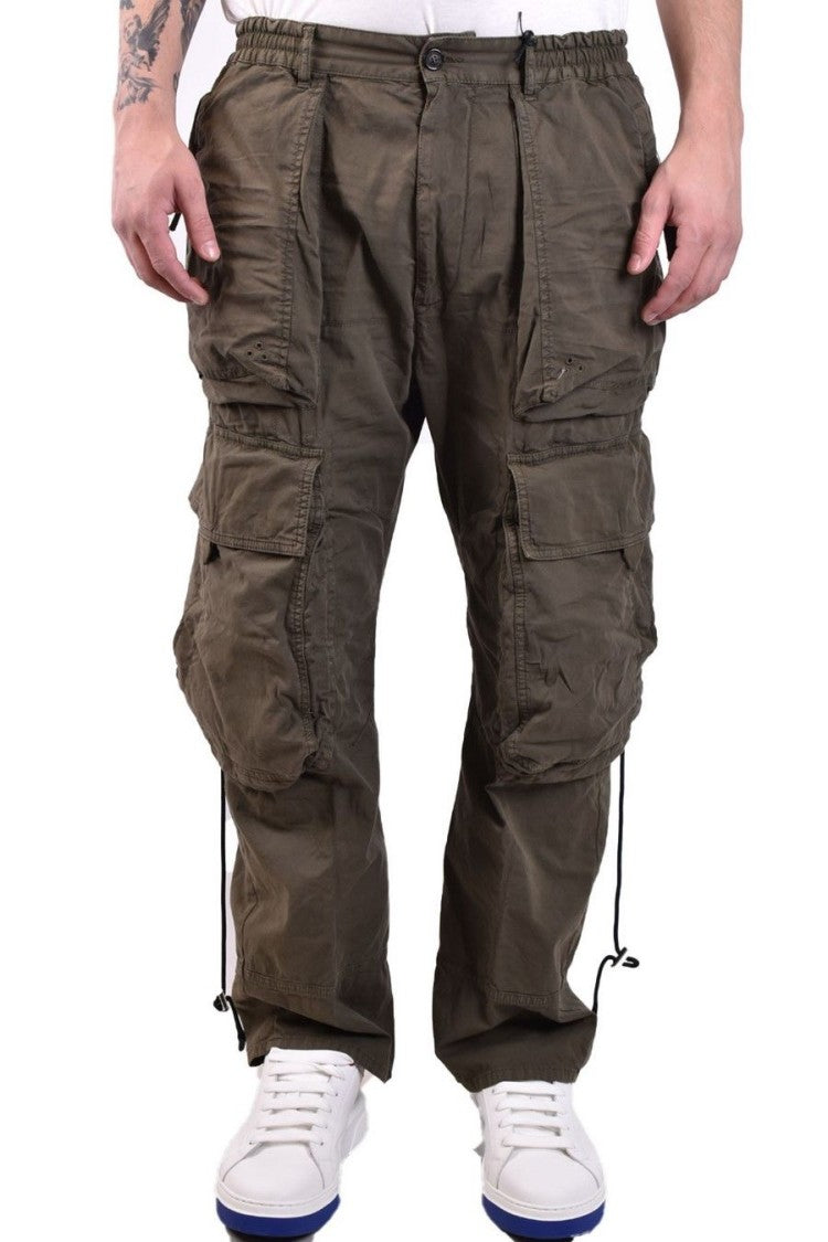 Green Cotton Blend Cargo Pants