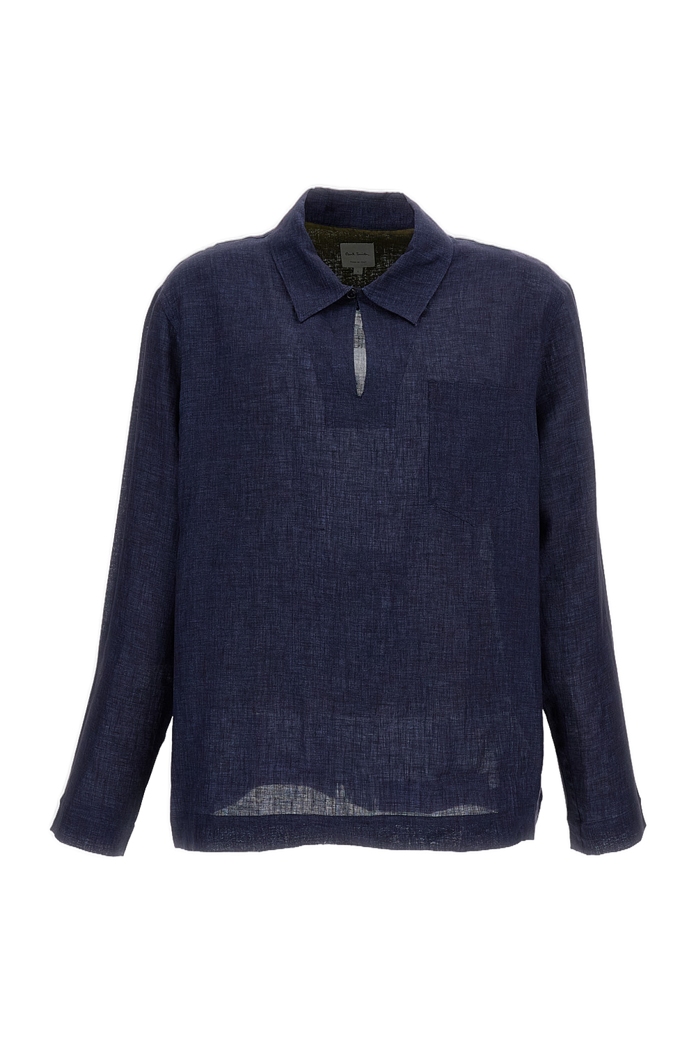Blue Linen V-Neck Shirt