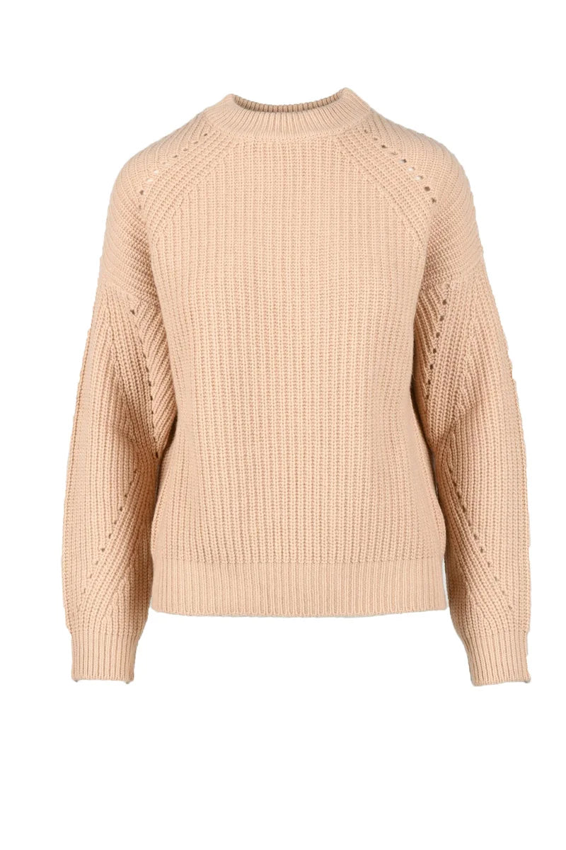 Ribbed Knit Sweater with Openwork Details