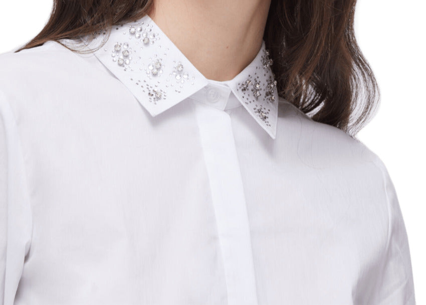 Slim-Fit Jewel-Embellished Poplin Shirt