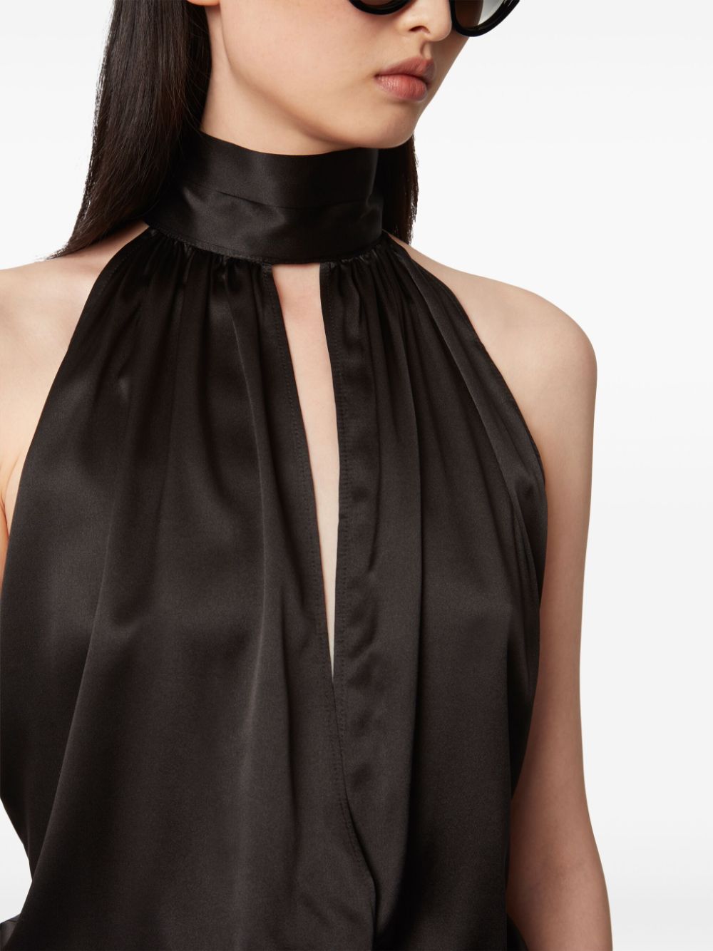 Knee-Length Satin Halterneck Dress