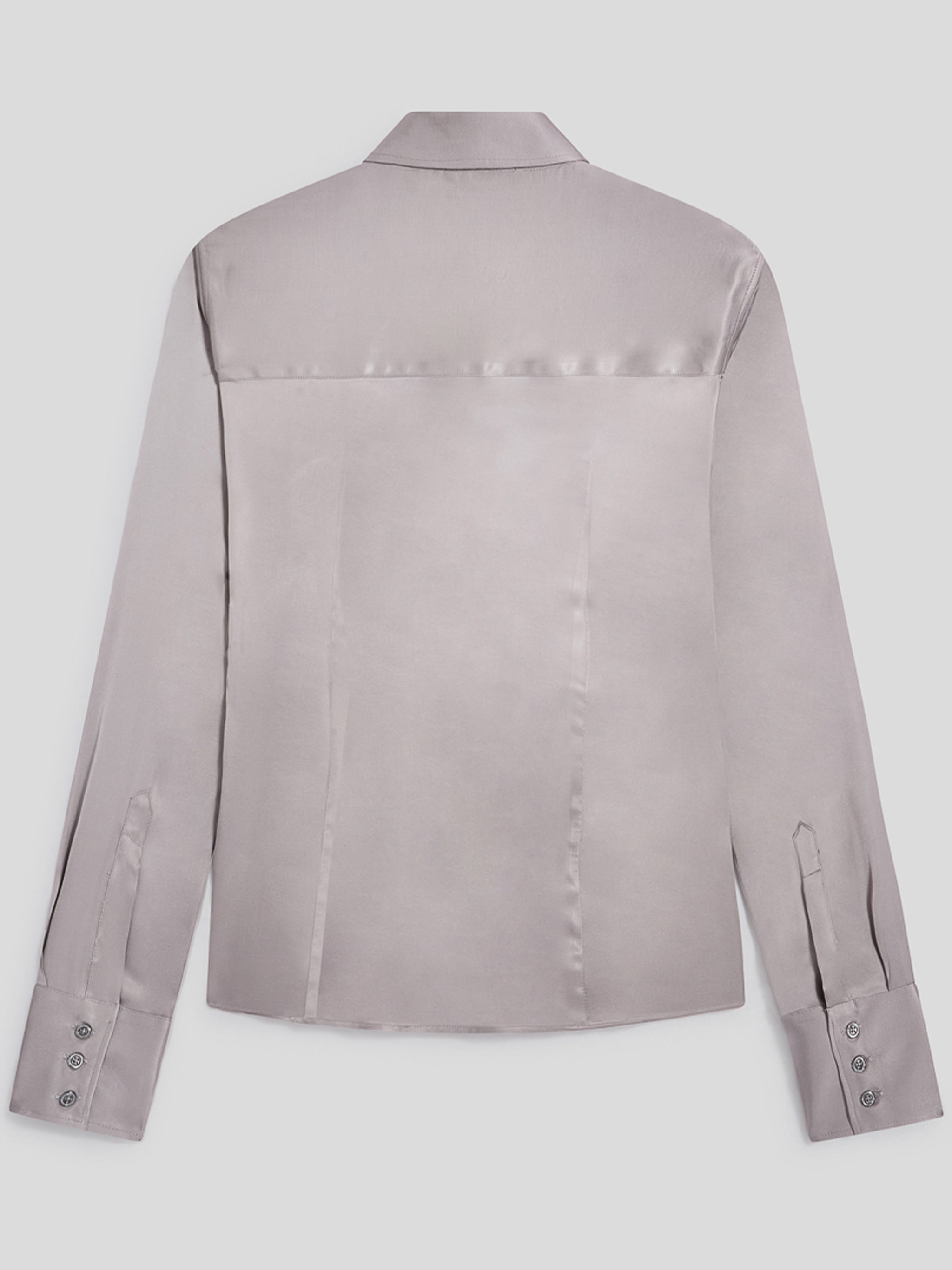 Long-Sleeved Fabric Button-Up Shirt