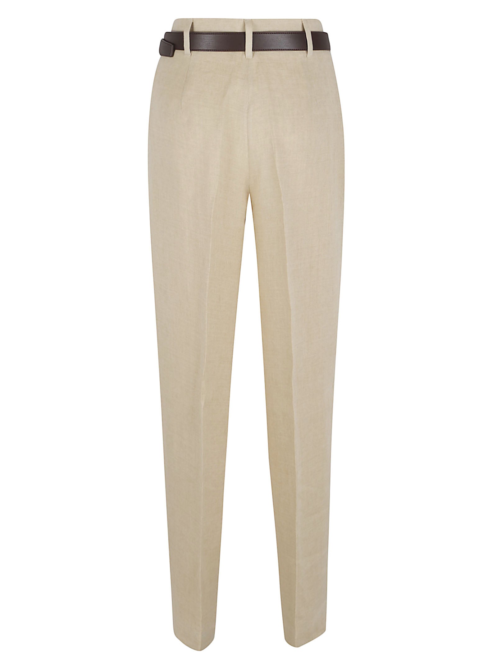 Fluid Linen Trousers with High Waist and Tailored Pleats