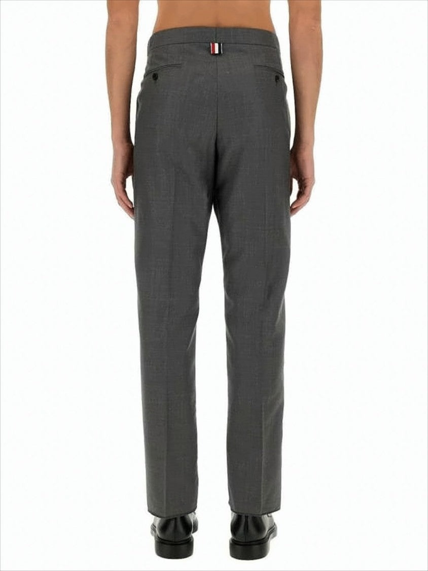 Tailored Grey Suit Pants with Subtle Stripe Detail