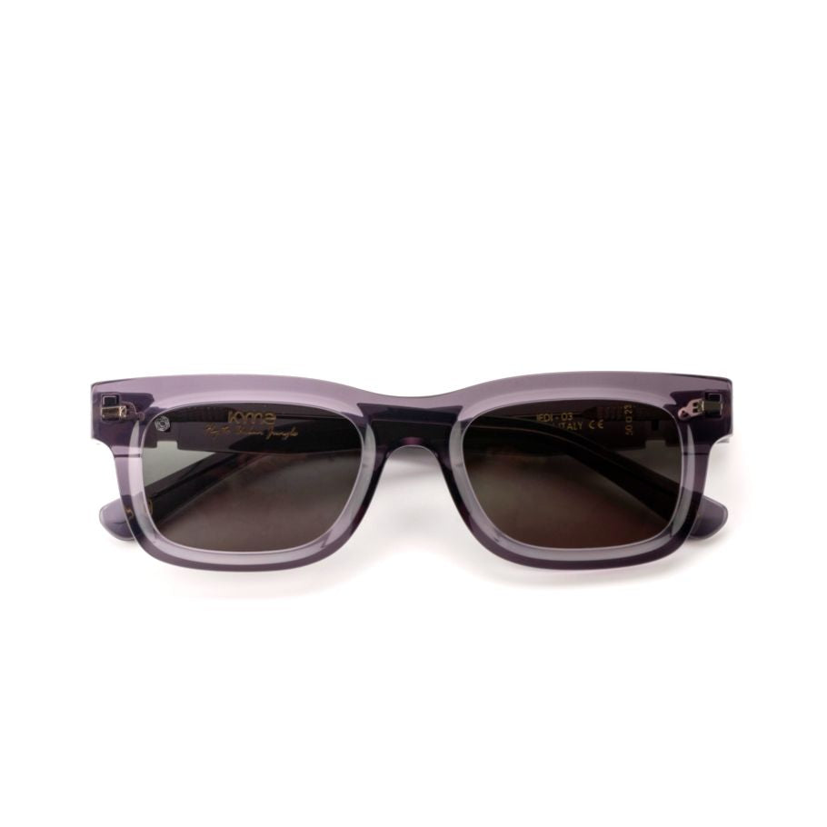 Jedi3 Bold Rectangular Sunglasses with Translucent Smoky Purple Frame