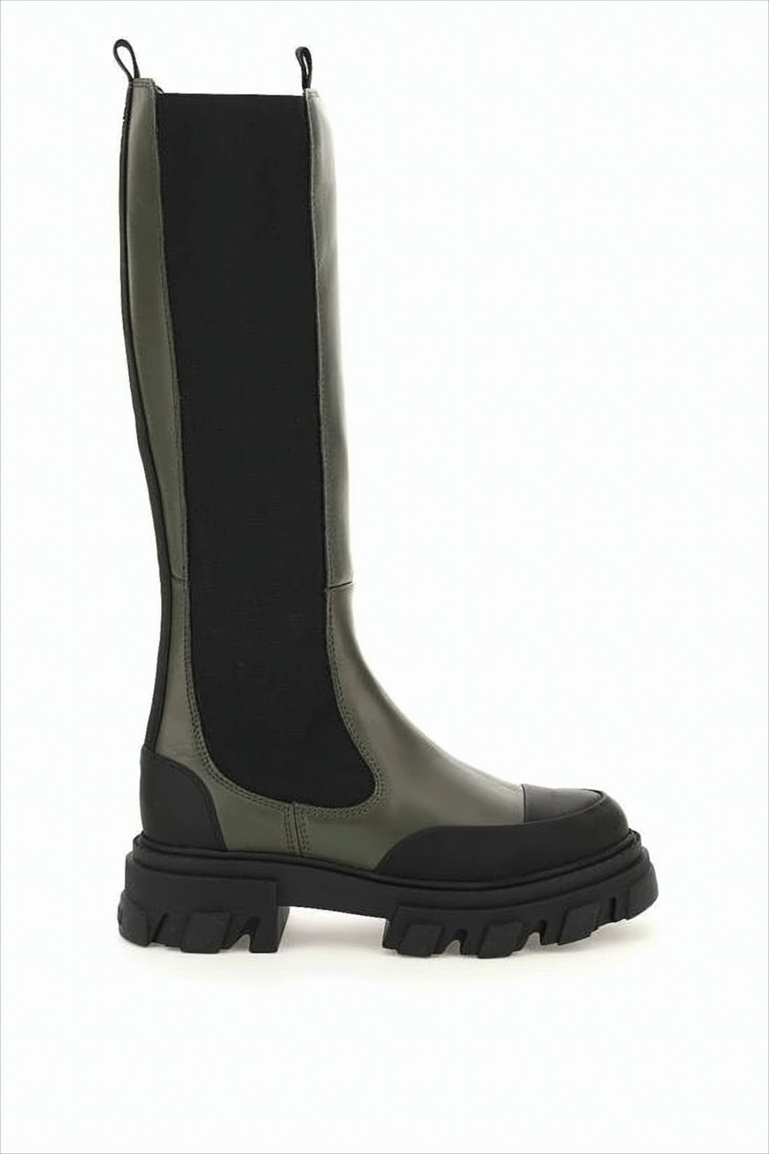 Tall Olive Calf Leather Boots