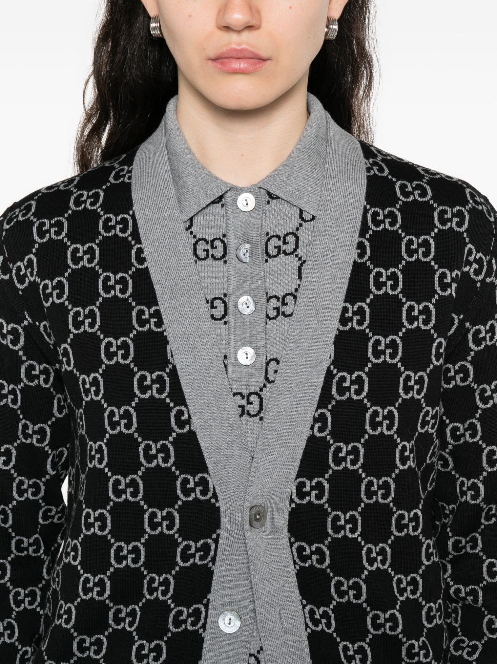 Reversible Gg Wool Jacquard Cardigan