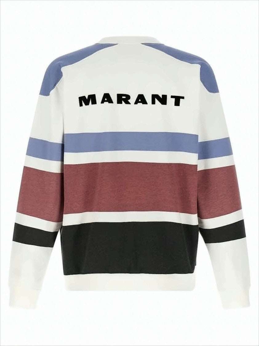 Horizontal Color-Block Long-Sleeve Sweatshirt with Ribbed Details