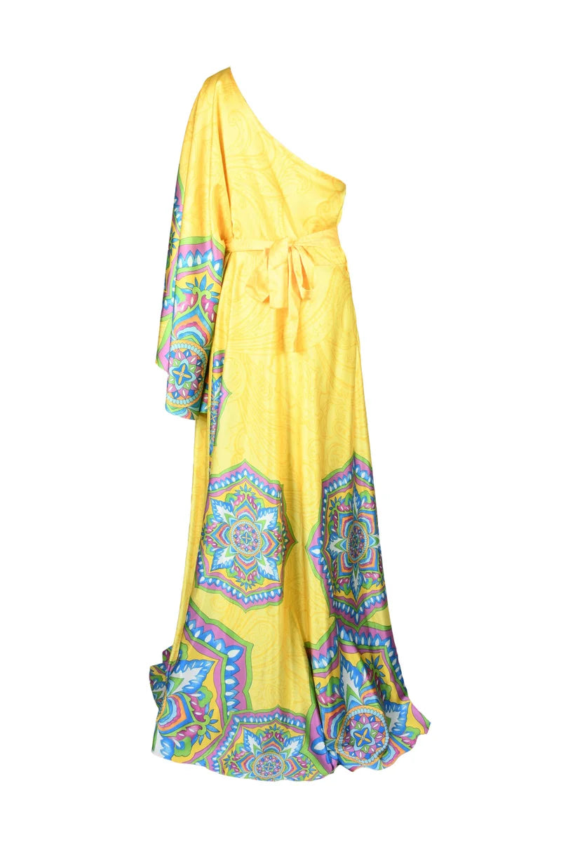One-Shoulder Long Dress - Yellow