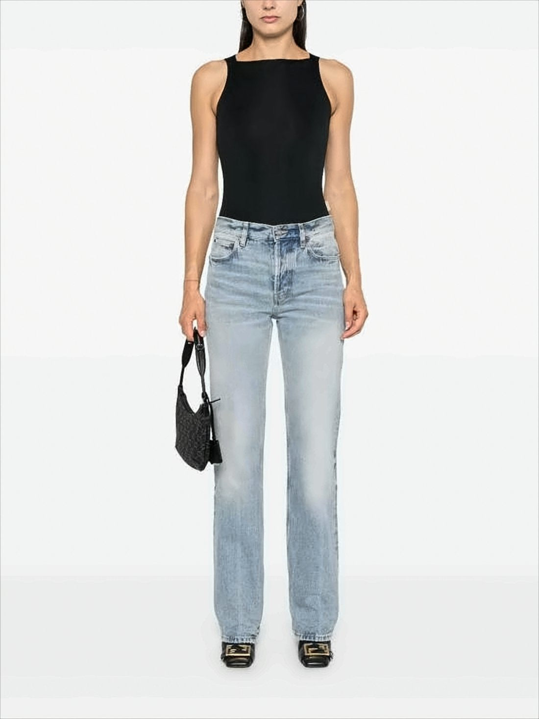 Light Blue Vintage Denim Pants with Five-Pocket Design