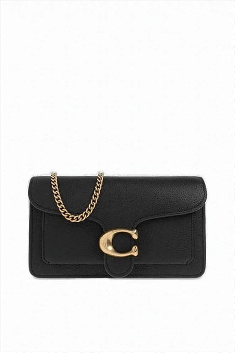 Pebbled Texture Crossbody Bag with Gold-tone Clasp