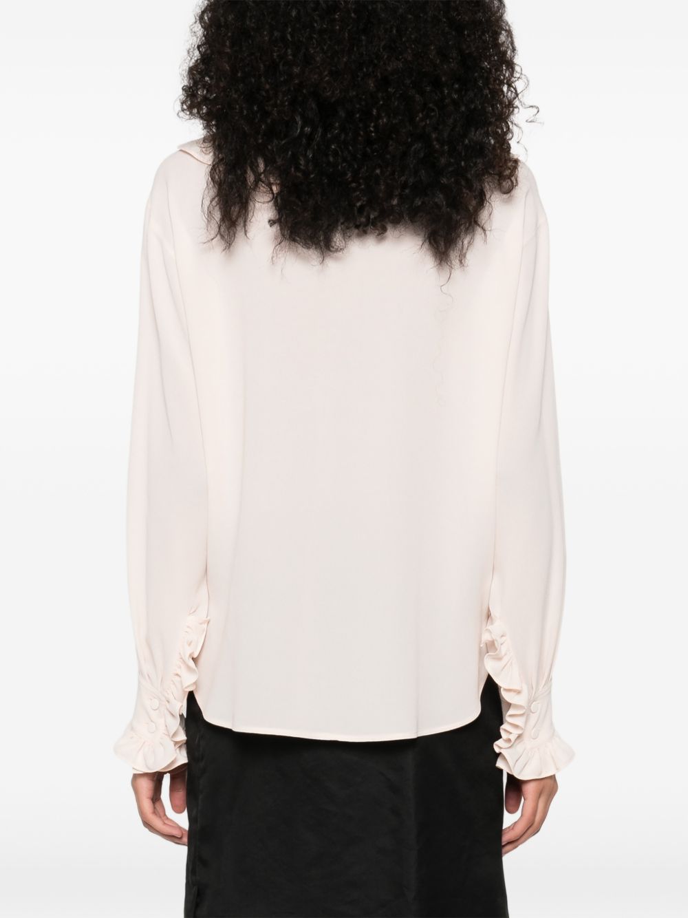 Soft Silk Blouse With Cascading Ruffles