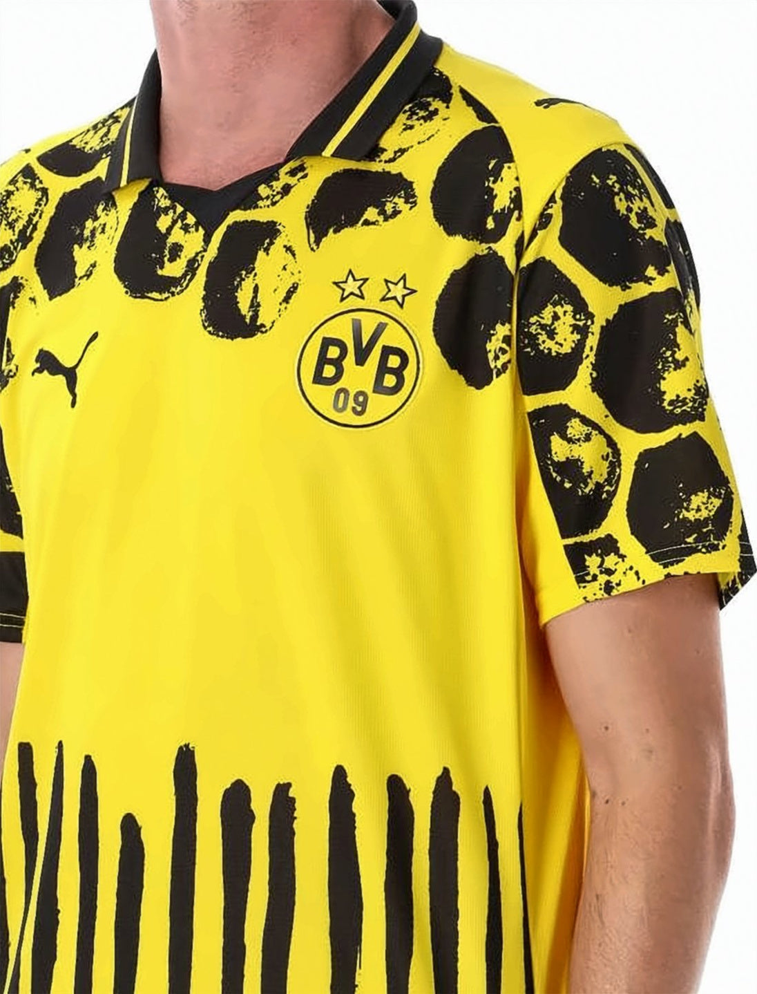 Yellow Abstract Pattern Black Trim T-Shirt