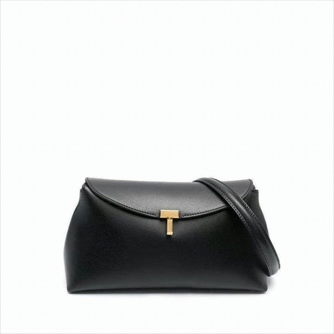 Smooth Leather Shoulder Bag With Gold-Tone Clasp