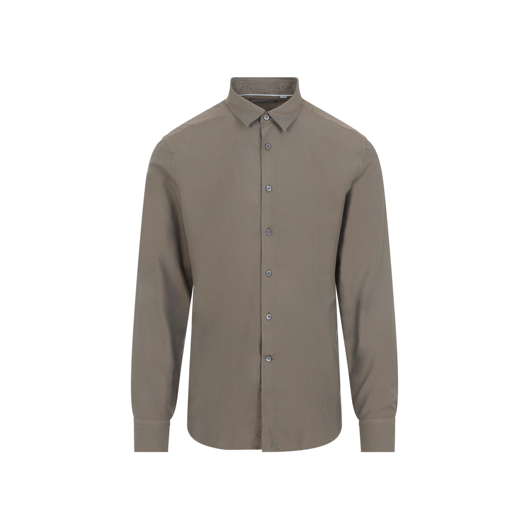 Brown Cotton-Silk Blend Formal Shirt