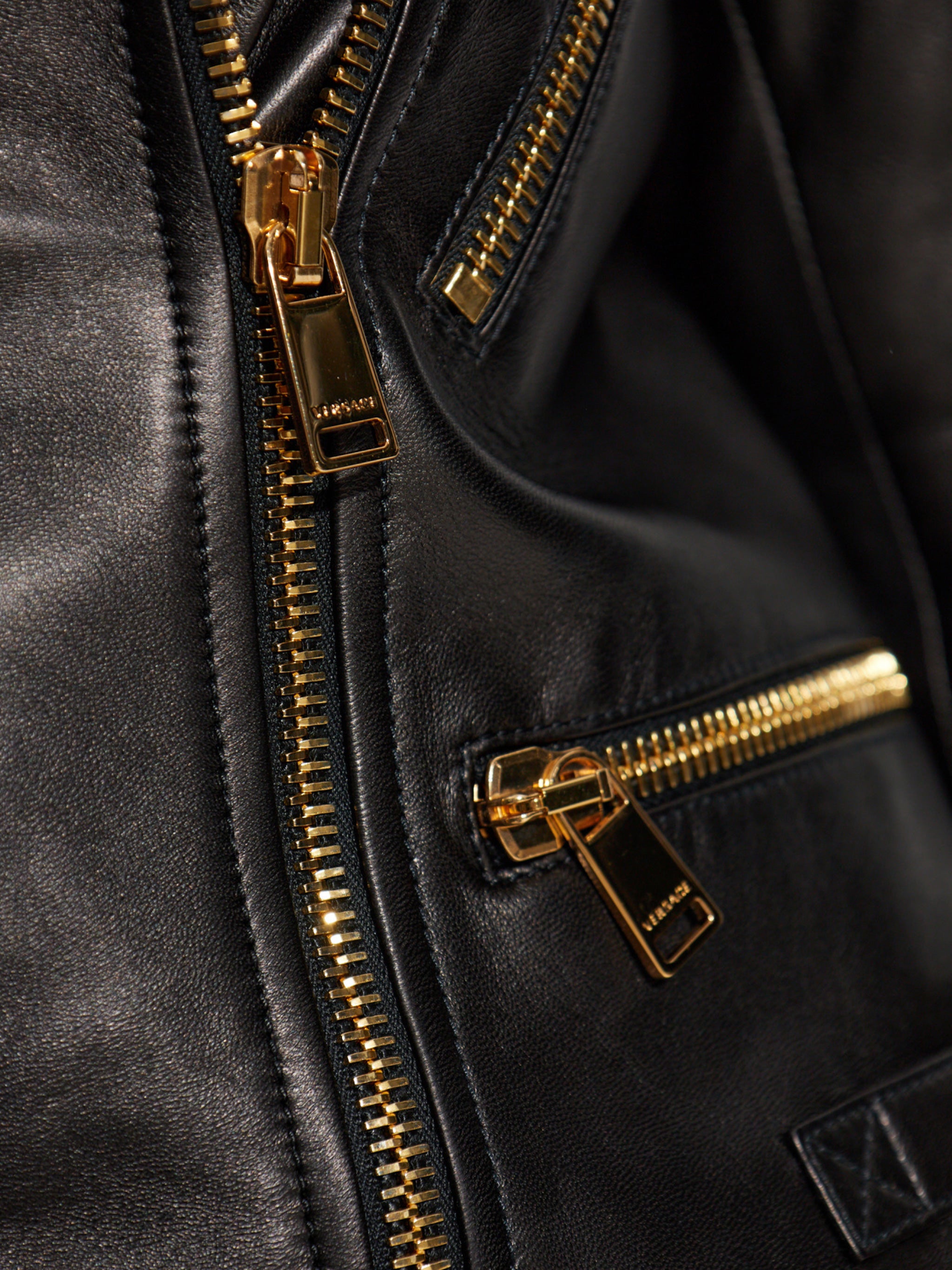 Black Agnello Quilted Leather Biker Jacket