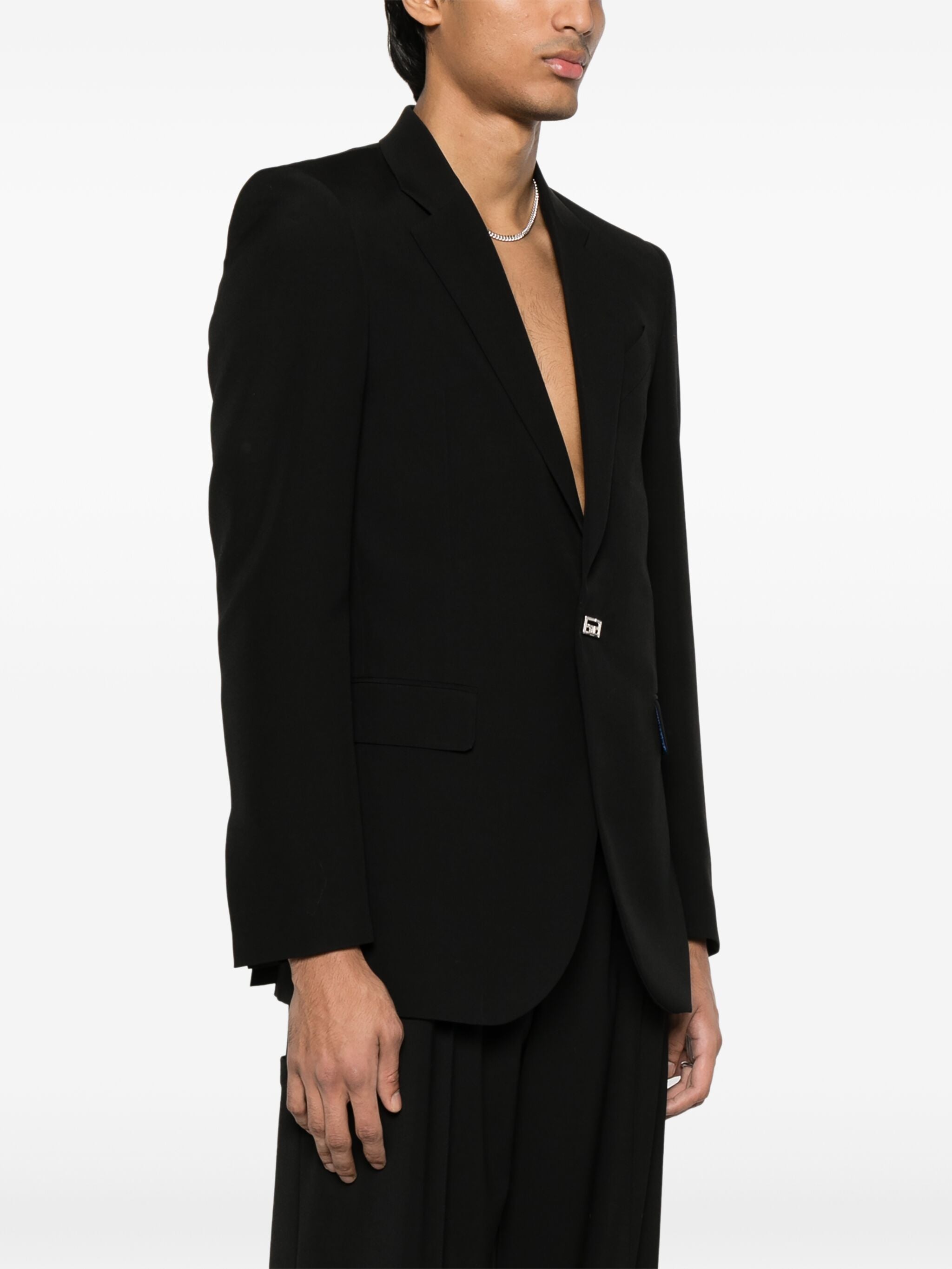 Single-Breasted Structured Technical Wool Jacket
