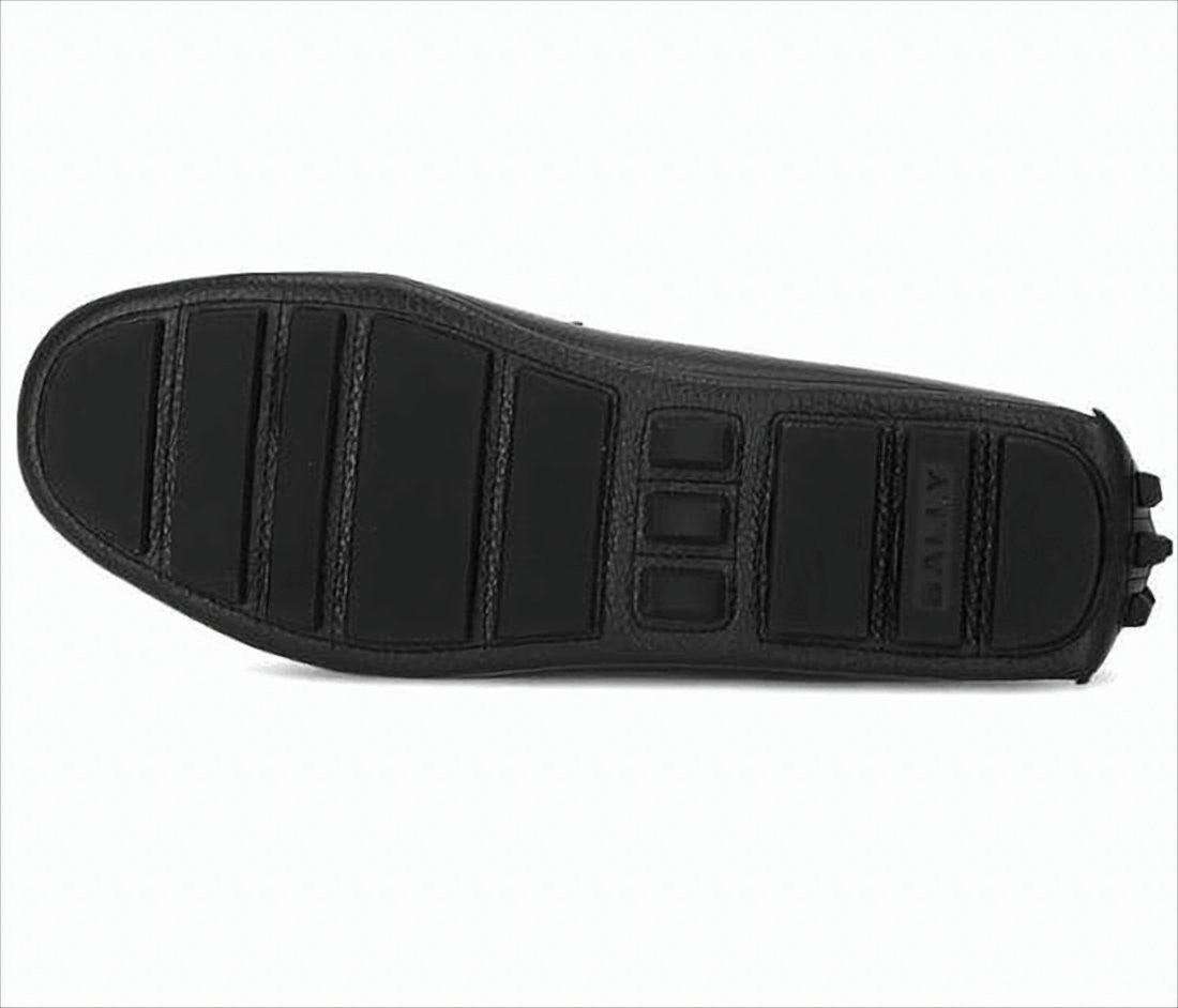 Black Leather Loafer with Textured Finish
