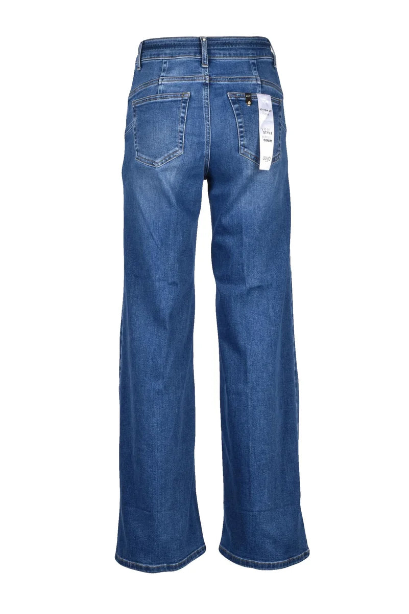 Blue Bottom Up Flare Cotton Jeans