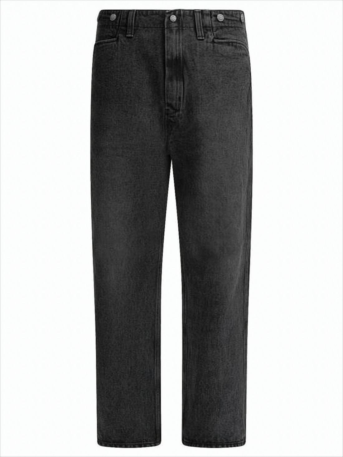 Washed Black Straight-Leg Denim Pants