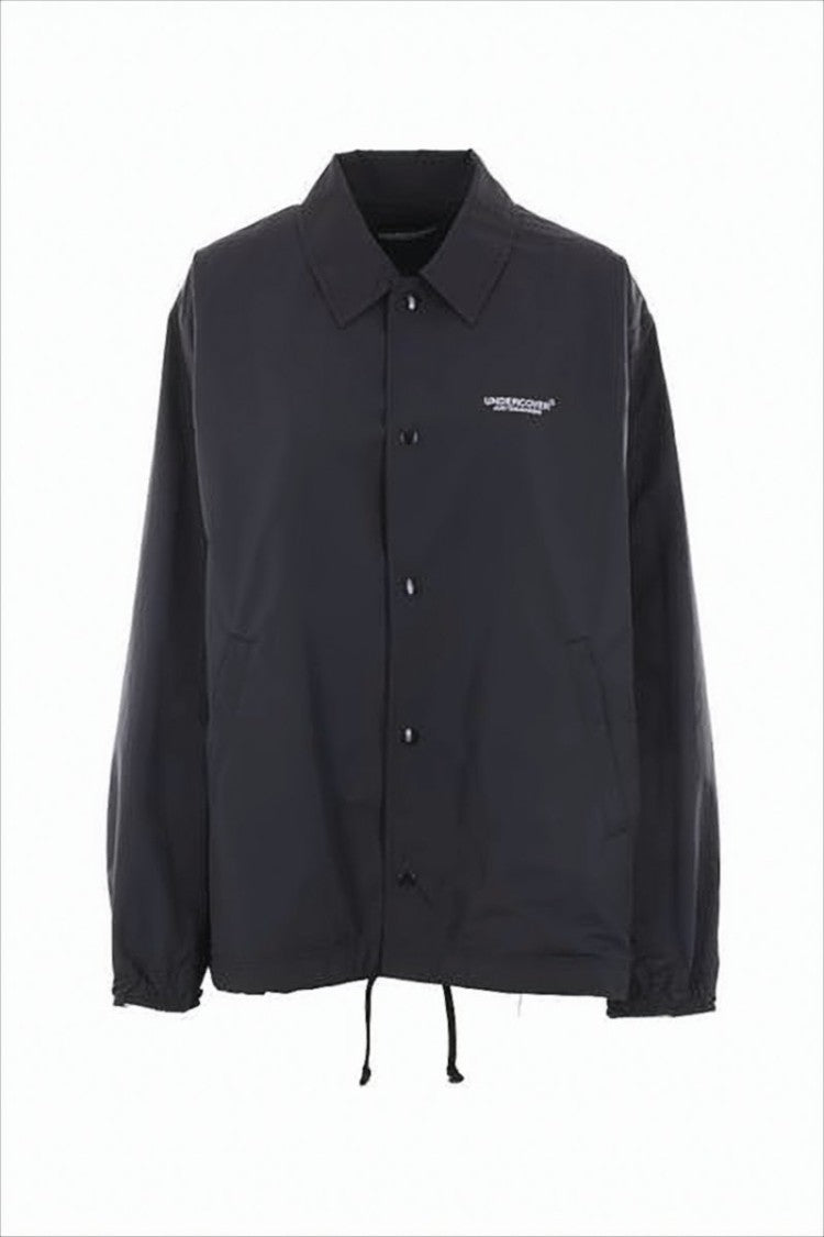 Casual Black Nylon Jacket with Graphic Detailing