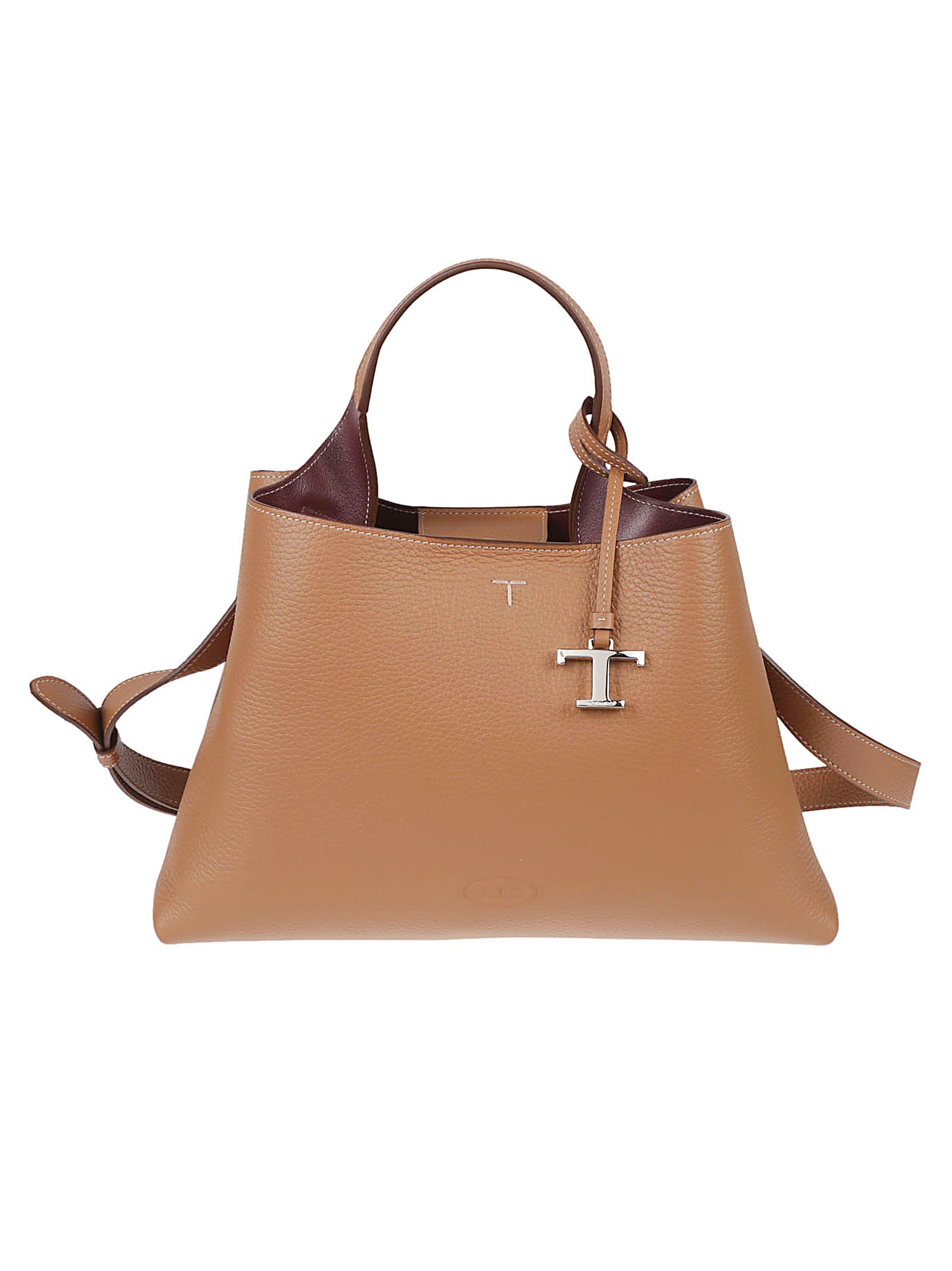 Structured Calfskin Bag With Embossed Logo