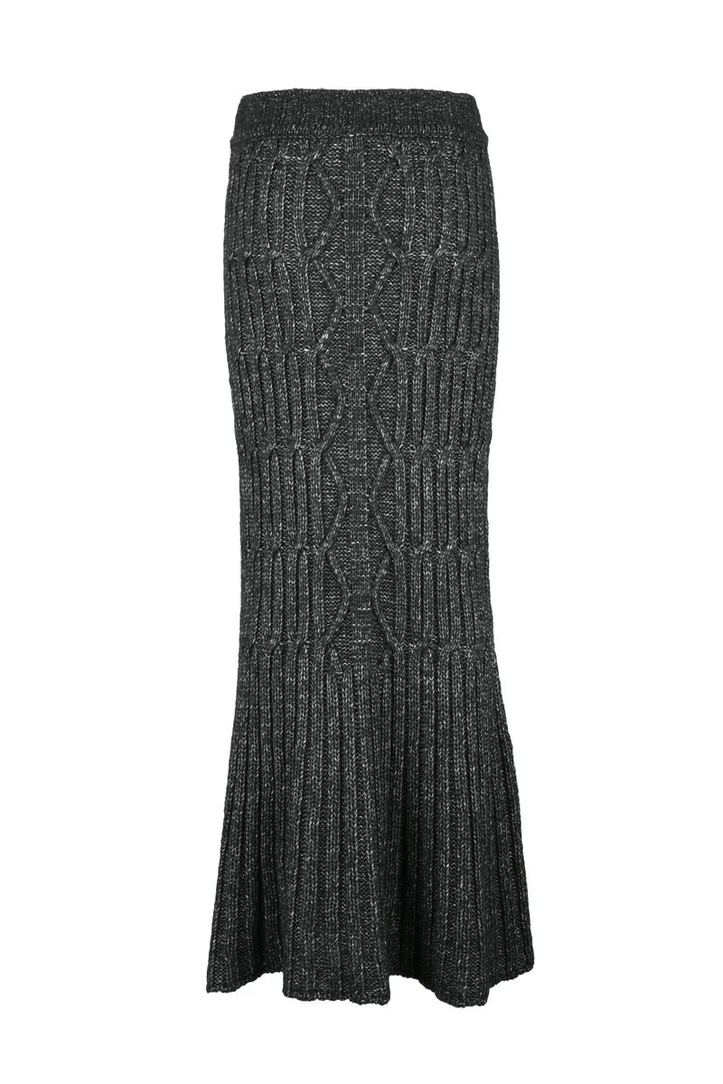 Long Wool Skirt - Black