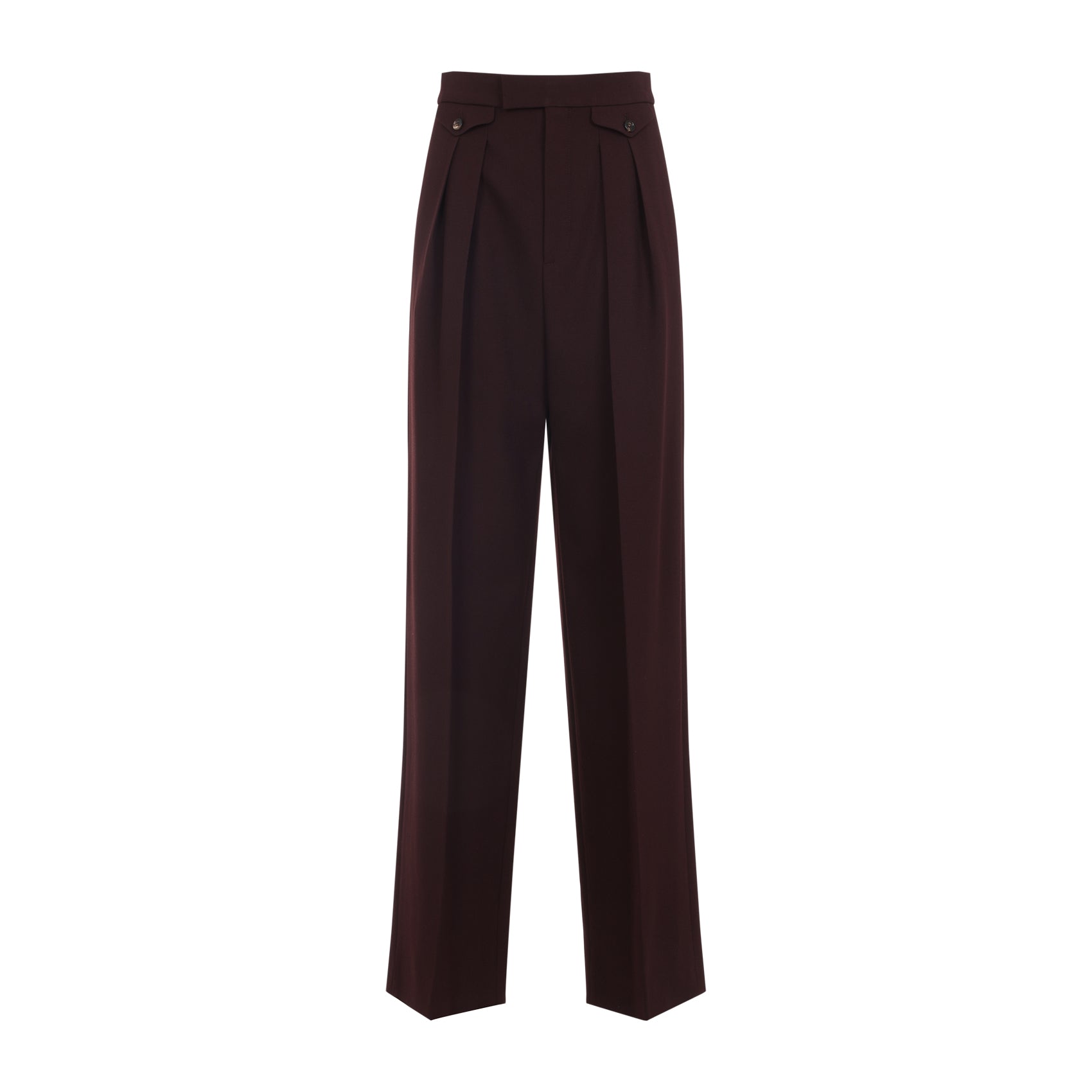 Tailored High-Waist Trousers With Buttoned Flap Pockets