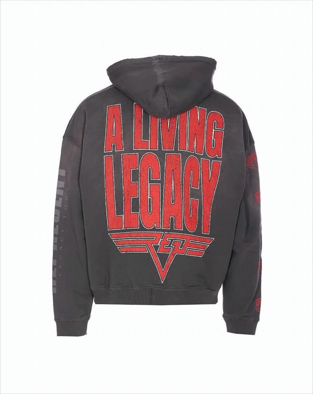 Statement Graphic Hoodie with Drawstring and Emblem